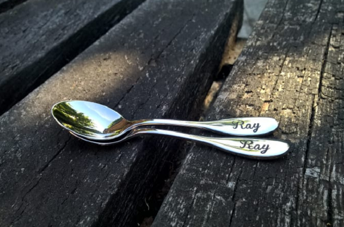 engraved tea spoon