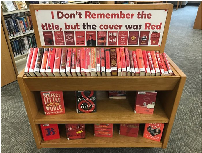 funny library displays-that red book